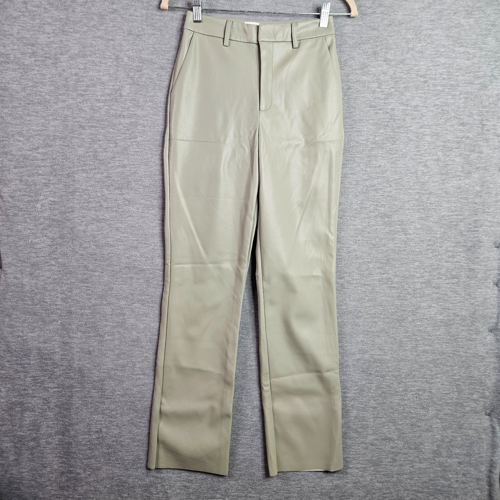 Supre Women's Vegan Leather Straight Leg Silver stone Pant Size 6 NEW